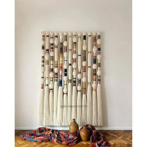 Tapiz de Macramé Bohemio para Pared, Diseño Vertical Rectangular, Fibra Natural, Decoración del Hogar, Paquete Individual - Product Image 3