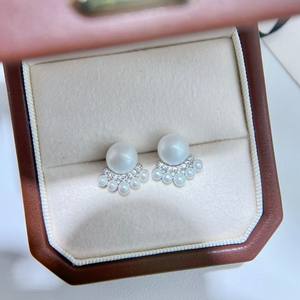 Pendientes de Perlas de Agua Dulce y Cristal, Plata Pura, Elegantes, Exquisitos, Versátiles y de Moda - Product Image 1