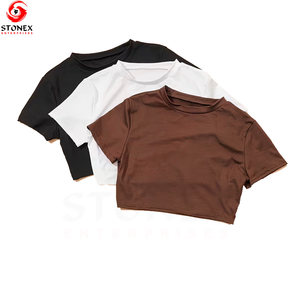 T-shirt court décontracté et confortable pour femme, respirant, pour le sport, été, design et logo personnalisés, écologique - Product Image 1