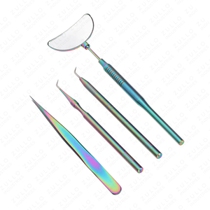 4PCS Custom Logo Eyelash Extension Tweezers Set Multi Color Stainless Steel Mirror Finish Professional Beauty Lash <b>Tools</b> - Product Image 3