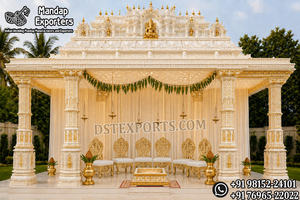 Mandap en bois pour mariage royal, mandap pour cérémonie de mariage hindou au Royaume-Uni et portail d'accueil, décoration de mandap pour grand mariage aux États-Unis - Product Image 3