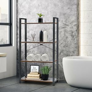 Libreria a 4 Ripiani in Stile Industriale Rustico, Scaffale Espositivo e Contenitore per Libri - Product Image 3