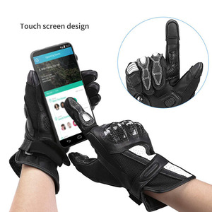 Custom Logo Printed PU Leather <b>Touch</b> Screen Full Finger Motorbike <b>Gloves</b> Breathable Quick Dry for Outdoor Sports Black & White - Product Image 5