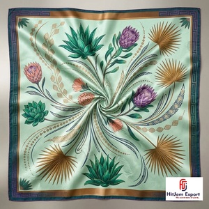 Soft Lightweight Custom Printed <b>Square</b> <b>Scarf</b> With Womens Fashion Headscarf OEM ODM Manufacturer Wholesale Supply - Product Image 4