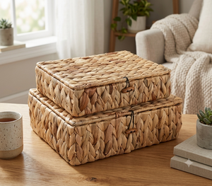 Artex Hai Nam Woven <b>With</b> <b>Lid</b> Water Hyacinth Woven <b>Baskets</b> - Product Image 2