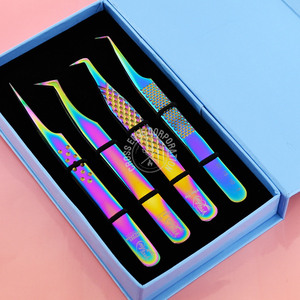 Private Label Isolation Tweezer Eyelash Extensions Volume Custom Lash Extension Tweezers Strong 45 90 Degree Tweezer With <b>Box</b> - Product Image 1