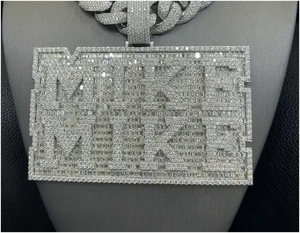 Collar con Colgante de Nombre Personalizado con Moissanita VVS, Estilo Hip Hop, con Incrustaciones de Diamantes de Moissanita, Colgante con Inicial en Letra 3D - Product Image 6