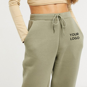 Custom <b>Women's</b> <b>Olive</b> <b>Green</b> Jogger Sweatpants High Waist Drawstring Elastic Cuff Loose Fit Ankle-Length Solid Color Side Pockets - Product Image 3