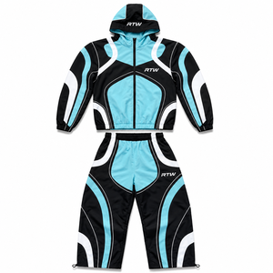 Conjunto Deportivo RTW para Hombre, Manga Larga, con Capucha y Cremallera, Diseño Deportivo con Bloques de Color, Poliéster, Transpirable, de Secado Rápido, para Primavera - Product Image 6