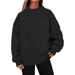 Achetez un sweat-shirt personnalisé pour femme, en coton molletonné, coupe ample, manches longues, col montant, pour l'hiver et l'automne. - Product Image 3