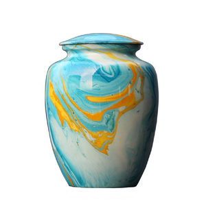 โกศทองเหลืองขัดเงาลายไม้คลาสสิกที่มีการแกะสลักใบสีเงินที่ซับซ้อนบนแถบมีจำหน่ายในราคาขายส่ง - Product Image 2