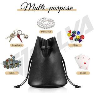 กระเป๋าใส่ลูกเต๋าหนังแท้ลายนูนทรงกลมสไตล์เรโทรสุดหรู สำหรับเกม RPG และเกมบนโต๊ะ พร้อมกระเป๋าใส่เหรียญแบบเชือกรูด - Product Image 5