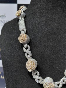 Luxury Rose Flower Cuban Link Moissanite Chain 925 Sterling Silver Two Tone Hip Hop <b>Statement</b> <b>Necklace</b> Pass Diamond Tester - Product Image 4