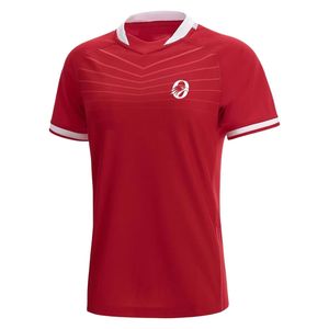Maillot de rugby sublimé à motif graphique rouge pour femme, manches courtes, vêtements de sport d'équipe, chemise athlétique, uniforme de performance, entraînement, compétition - Product Image 1