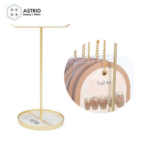 Soporte de base acrílica de acero T dorado, soporte para muestra de esmalte, tarjeta de exhibición de uñas para tienda, hogar minorista - Product Image 1