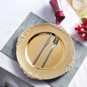 Antique Gold Charger Plate for Dinner Table Elegant Round Metal Plate Protector for Wedding Banquet Party Dining Decor - Product Image 4