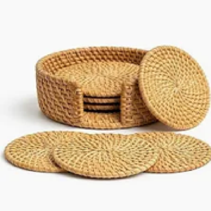 แผ่นรองแก้วทรงกลมสานมือ ดีไซน์ลายฉลุ สวยงามทันสมัย ราคาขายส่ง - Product Image 1