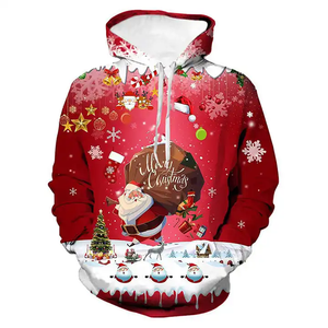 Sudadera con Capucha y Bolsillo Canguro, Impresa en 3D con Diseño de Bolsa de Regalo de Santa Claus - Product Image 4