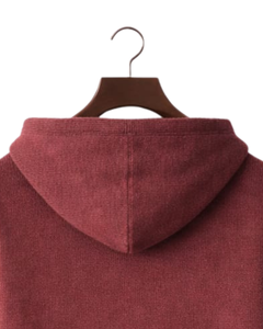 Sudadera con Capucha de Punto Rojo Ladrillo Personalizada para Hombre, con Tres Botones, Mezcla de Algodón Suave, Cálida, Informal, para Invierno, Estilo Urbano, Personalizada OEM - Product Image 6