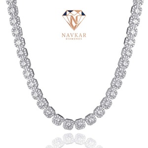 Premium <b>Sterling</b> <b>Silver</b> Jewelry <b>Tennis</b> Chain <b>Necklace</b> for Men Women VVS Clarity Hip Hop Jewelry Gift Available For Sale - Product Image 2