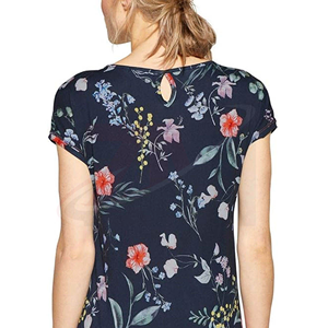 T-shirt à manches courtes pour femmes, imprimé floral, col rond, coupe régulière, en coton, haut décontracté, vêtements de printemps et d'été - Product Image 4
