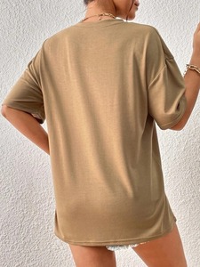 Oversized <b>Black</b> Cotton T-<b>Shirt</b> Short Sleeve O-Neck Plain Dyed Jersey Men's Casual Wear - Product Image 5