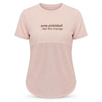 T-shirt de pickleball pour femme, imprimé, en maille, dos fendu, anti-humidité, col rond classique, manches courtes, design ventilé zoné, 100%