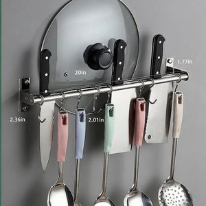 Support mural coulissant pour casseroles et couvercles, organisateur de cuisine et salle de bain pour ustensiles de cuisson - Product Image 5