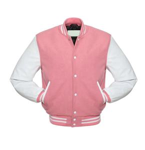 Blouson de Baseball Vintage pour hommes et enfants, simple et personnalisé, de couleur rose, avec inscription lettres du collège, - Product Image 1