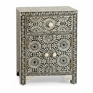 Table de chevet en os incrusté, buffet marocain floral à 3 portes, meuble de rangement, vente en gros, meubles indiens faits à la main, salon, média - Product Image 3