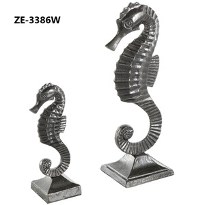 ZE-3386W Figura de Caballito de Mar en Aleación de Zinc Plateada, Decoración para el Hogar, Artesanía Metálica, Escultura de Animal, Pieza de Arte Fundido - Product Image 1
