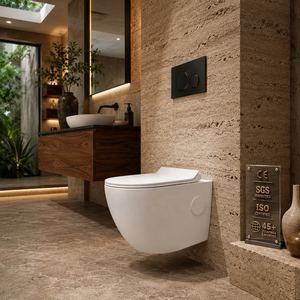 WC suspendu sans bride monobloc avec réservoir encastré, chasse d'eau à siphon en S, design minimaliste, cuvette en céramique vitrifiée, écologique - Product Image 2