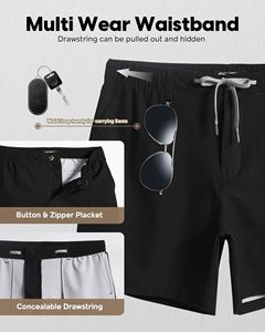 Pantalones Cortos Deportivos para Hombre, Negros, de Secado Rápido, con Logotipo Frontal en Tela de Lona, de Alta Calidad, Duraderos y Resistentes - Product Image 4