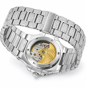 Montre mécanique automatique de luxe entièrement sertie de moissanite, bijoux hip-hop, diamants incrustés, argent, pour homme, VVS1 - Product Image 4