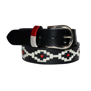 Cinturón de Cuero Premium Hecho a Mano, Cinturón Tradicional Cosido a Mano con Bordado de Diamantes Pampa, Estilo Ecuestre de Lujo para Uso Casual - Product Image 1