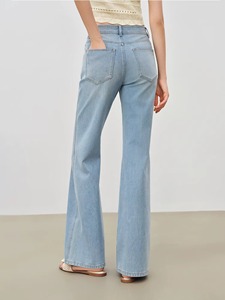 Wholesale Women's High Waist Elastic Waist Summer Denim Baggy Flare <b>Pants</b> Quick-drying Breathable - Product Image 3