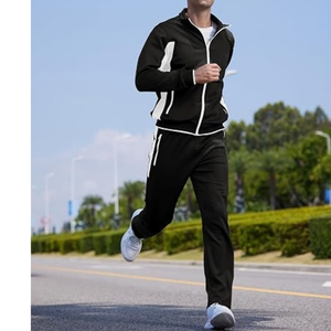 Bulk <b>Plain</b> Mens Sweatsuit 2 Piece Set Heavy Fleece Full Zip Up Hoodie Sweatpants Custom Mens Casual <b>Tracksuits</b> - Product Image 4