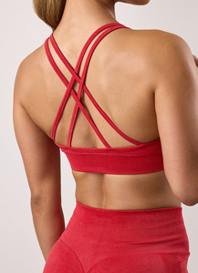 Soutien-gorge de sport dos nageur rouge pour femme, dernière conception, maintien élevé, sans coutures, couleur unie, pour le fitness - Product Image 5