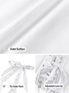 Corsé de cuero blanco para mujer con cordones en la parte delantera, moldeador de cintura, faja bustier. - Product Image 6
