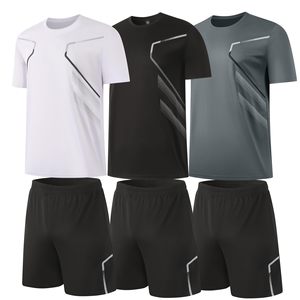 Men's Athletic <b>Shirt</b> and Shorts Set 100% Polyester Set Zipper Pockets Quick Dry Gym Clothes Workout Running Summer Casual Outfit - Product Image 5
