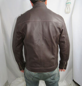 Blouson de moto unisexe personnalisé en cuir de vachette marron vintage avec protections CE amovibles, thermique, respirant, grandes tailles - Product Image 3