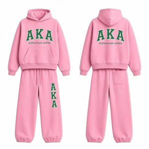 Ensemble de survêtement rose à capuche Alpha Kapa Alpha pour femme, pantalon de survêtement long décontracté 100 % coton, coupe ample, idéal pour l'automne - Product Image 5