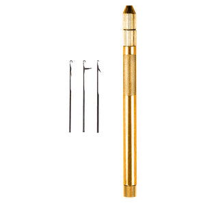 Custom Logo Color Strong Gripped Handle <b>Crochet</b> <b>Hook</b> Needle Threader Loop Pulling Needle for Micro Hair Extensions Tools kit - Product Image 4