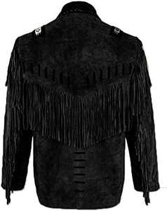 <b>Men</b>’s Designer Black Fringe Leather <b>Jacket</b> Western Cowboy <b>Suede</b> Coat with Tassels High Quality Custom Logo Fashion Outerwear - Product Image 2