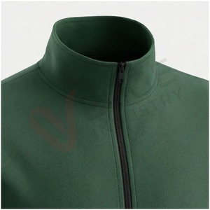 Conjunto Deportivo Verde para Hombre, Manga Larga, Cuello Alto, Cierre de Cremallera Frontal, Color Sólido, Transpirable, Corte Regular, Ropa Casual de Otoño - Product Image 4