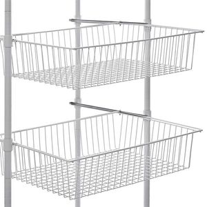Sistema di Organizzazione Armadio Pieghevole Bianco con Cestini Scorrevoli in Metallo e Tessuto per Conservazione Vestiti in Bagno - Product Image 6