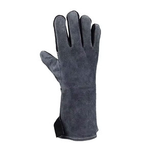 10 Inch Cowhide Yellow White Heat Resistant Powder-free Silicone-free Abrasion Resistance Anti-Smash Anti-Slip Safety Gloves - Product Image 1