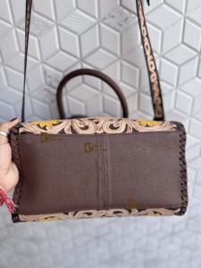 Hand Tooled Carving Leather Speedy Handbag Floral Pattern New Designer Gypsy Boho <b>Shoulder</b> Handmade Stylish Women Uses Bag - Product Image 4