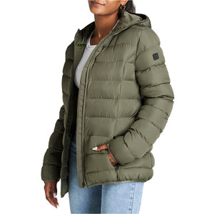 Dernière conception, veste d'hiver matelassée pour femme, couleur gris uni, logo personnalisé, tissu respirant, fermeture éclair intégrale, rembourrage 100 % polyester, col montant - Product Image 2