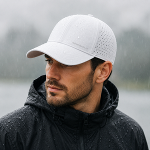 Casquette de sport OEM personnalisée imperméable, perforée au laser, séchage rapide, évacuation de l'humidité, réglable, à fermeture snapback, pour activités de plein air - Product Image 3